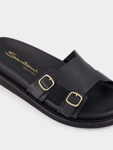 Santoni Double Buckle Leather Slides