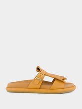 Santoni Light Brown Dahlia Flat Leather Sandals