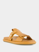 Santoni Light Brown Dahlia Flat Leather Sandals