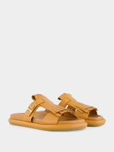 Santoni Light Brown Dahlia Flat Leather Sandals