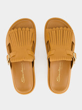 Santoni Light Brown Dahlia Flat Leather Sandals