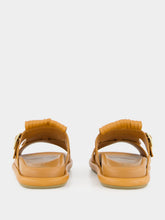 Santoni Light Brown Dahlia Flat Leather Sandals