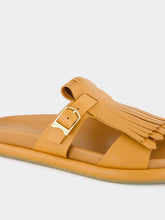 Santoni Light Brown Dahlia Flat Leather Sandals