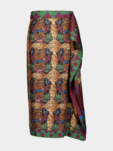 Paula Wisteria Dreamframe Print Wrap Skirt in Double Printed Silk Twill