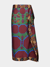Paula Wisteria Octa Print Wrap Skirt in Double Printed Silk Twill
