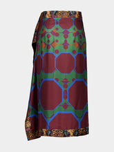 Paula Wisteria Octa Print Wrap Skirt in Double Printed Silk Twill