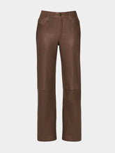 Frame Le Slim Palazzo Leather Trousers in Bark