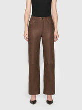 Frame Le Slim Palazzo Leather Trousers in Bark