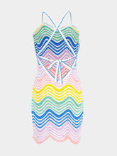 Casablanca Gradient Wave Crochet Dress