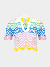 Casablanca Gradient Wave Crochet Top