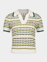 Casablanca Cotton Tuck Stitch Cropped Polo Shirt in Multicolour