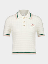 Casablanca White Cotton Bouclé Polo Shirt