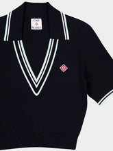 Casablanca Black V-Neck Short-Sleeve Polo in Viscose