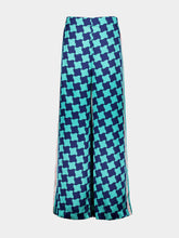 Casablanca Blue Pool Tile Wide-Leg Silk Trousers