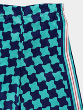 Casablanca Blue Pool Tile Wide-Leg Silk Trousers