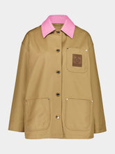 Casablanca Ecru Cotton Workwear Jacket with Contrast Collar