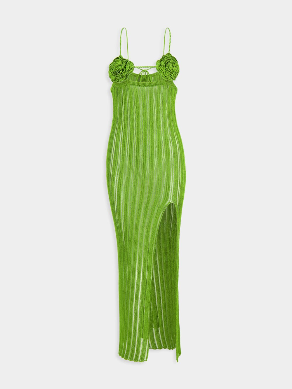 Casablanca Green Dress Maxi with Straps Crochet Rose