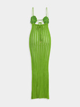 Casablanca Green Dress Maxi with Straps Crochet Rose