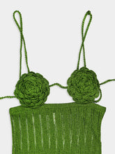 Casablanca Green Dress Maxi with Straps Crochet Rose