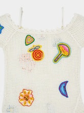 Casablanca Off-White Motif Crochet Mini Dress