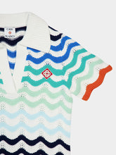 Casablanca Gradient Wave Crochet Mini Dress