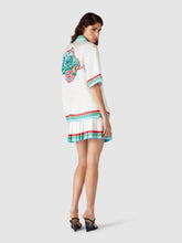 Casablanca White Casa Way World Series Pleated Silk Skirt