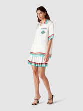 Casablanca White Casa Way World Series Pleated Silk Skirt