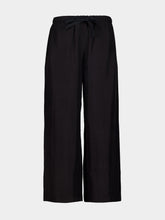 James Perse Washed Black Silk Wide Cuff Trousers