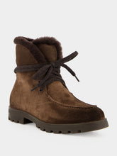 Santoni Quercia Brown Suede Shearling Ankle Boots