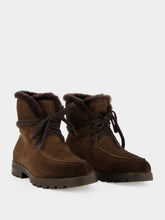 Santoni Quercia Brown Suede Shearling Ankle Boots