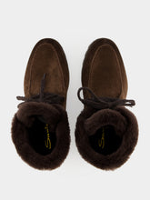 Santoni Quercia Brown Suede Shearling Ankle Boots