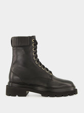 Santoni Black Leather Ankle Boots