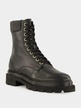 Santoni Black Leather Ankle Boots