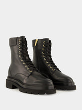 Santoni Black Leather Ankle Boots