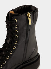 Santoni Black Leather Ankle Boots