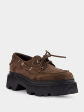 Santoni Dark Brown Billie Suede Platform Loafers