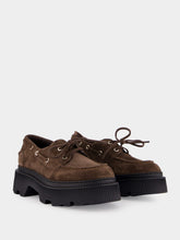 Santoni Dark Brown Billie Suede Platform Loafers