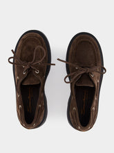 Santoni Dark Brown Billie Suede Platform Loafers