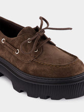 Santoni Dark Brown Billie Suede Platform Loafers