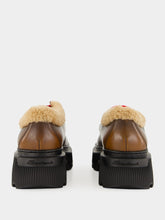 Santoni Brown Leather Lace-Up with Fur Trim