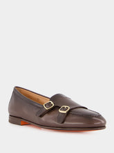Santoni Brown Double Monk Loafers