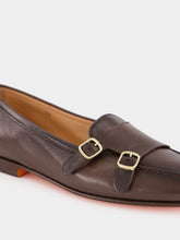 Santoni Brown Double Monk Loafers