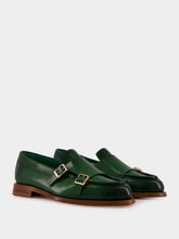 Santoni Green Leather Loafers