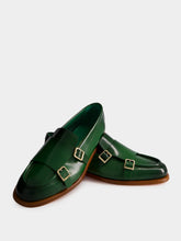 Santoni Green Leather Loafers