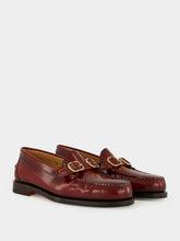 Santoni Red Quentin Leather Loafers
