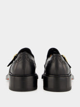 Santoni Black Leather Fringe Monk Strap Shoes