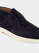 Santoni Blue Desert Boots in Suede Calf Leather