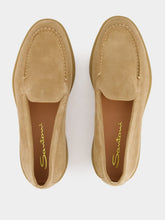 Santoni Yaltamoc Camel Suede Loafers