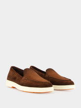 Santoni Dark Brown Suede Loafers
