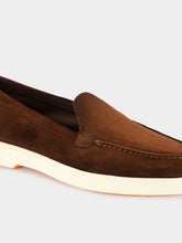 Santoni Dark Brown Suede Loafers
